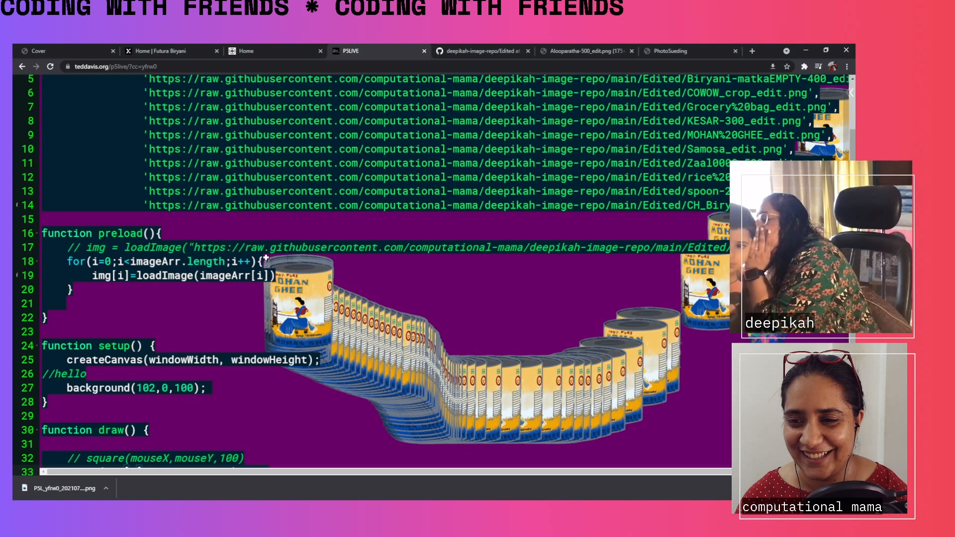 screenshot of the project code window